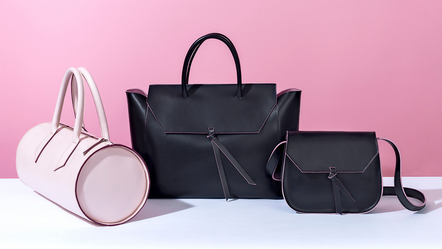 Italian Leather handbags black and pink