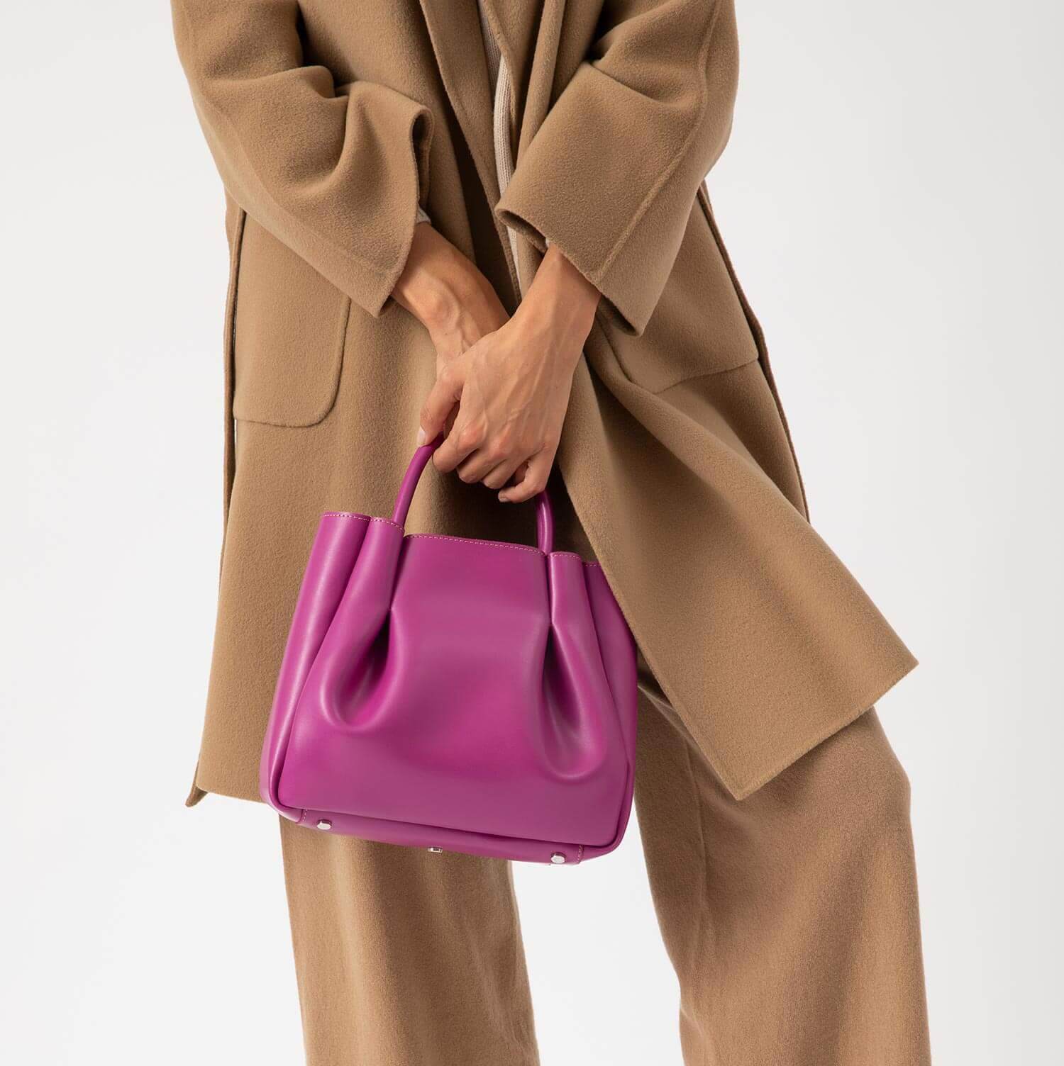 Amalfi Midi Leather Tote Bag - Blush Pink by Alexandra de Curtis