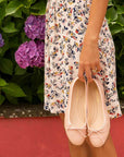 Livia Leather Ballet Flat Shoes - Blush Pink