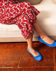 Livia Suede Leather Ballet Flat Shoes - Cobalt Blue