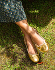 Livia Leather Ballet Flat Shoes - Gold