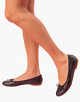 Livia Leather Ballet Flat Shoes - Black