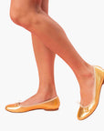 Livia Leather Ballet Flat Shoes - Gold