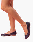 Livia Leather Ballet Flat Shoes - Navy