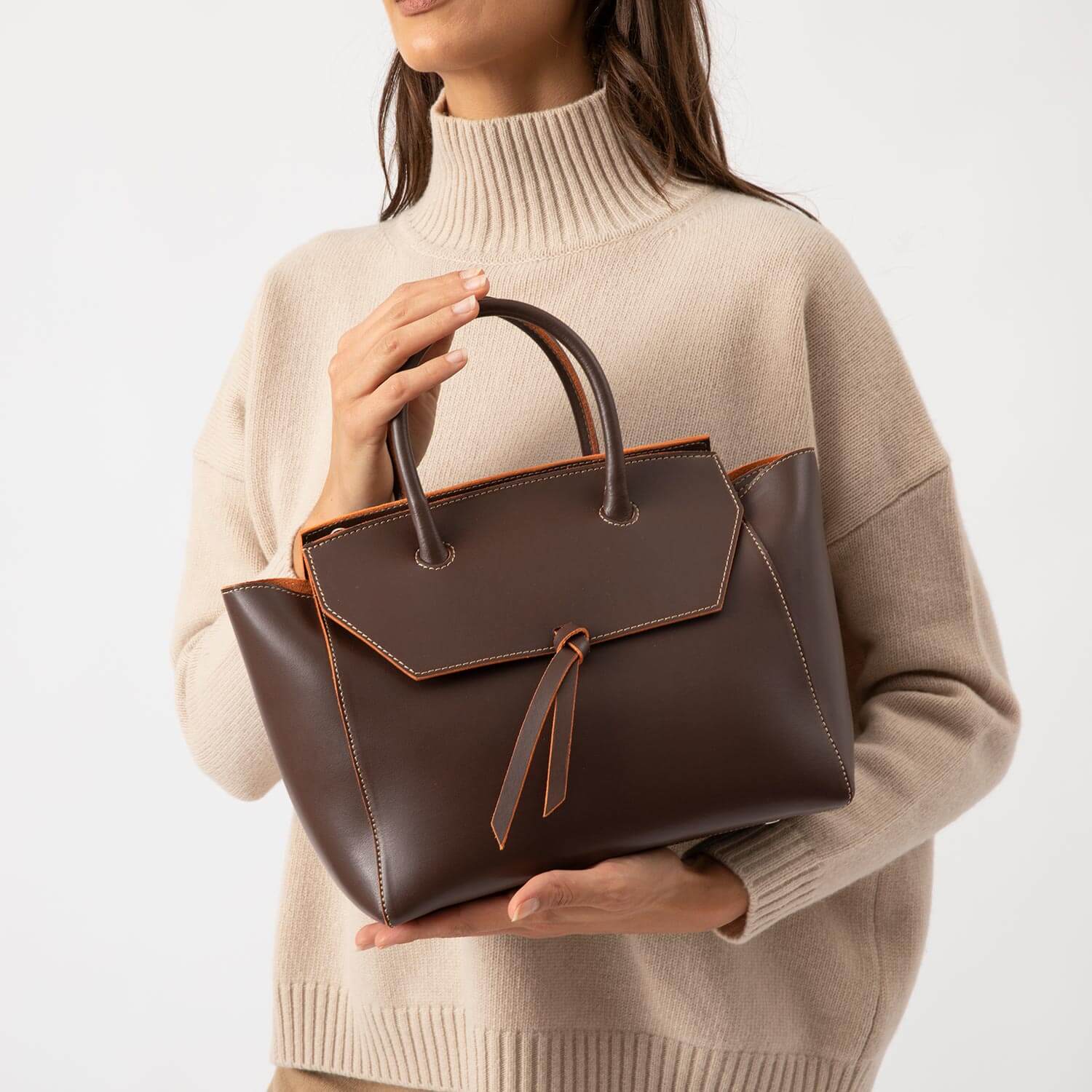 Chocolate Polyurethane Leather Ladies Tote Bag