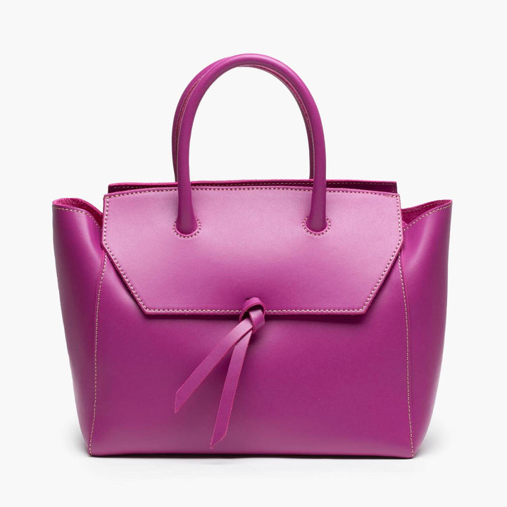 medium magenta pink leather work tote bag purse