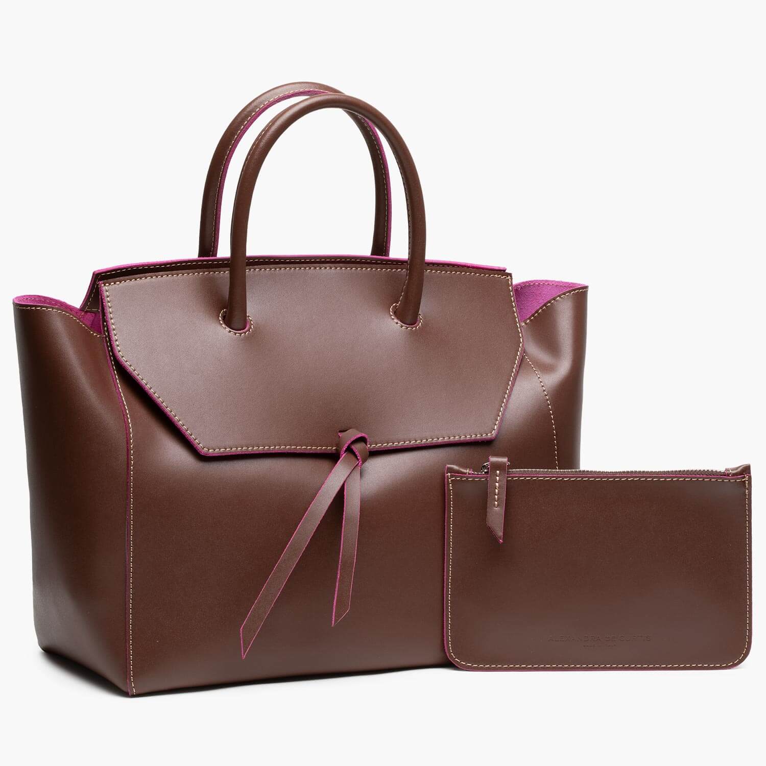Tote Leather Bag in Dark Burgundy Brown. Leather Shopper in 