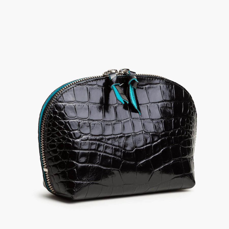 Store All Leather Pouch - Black Croc Print