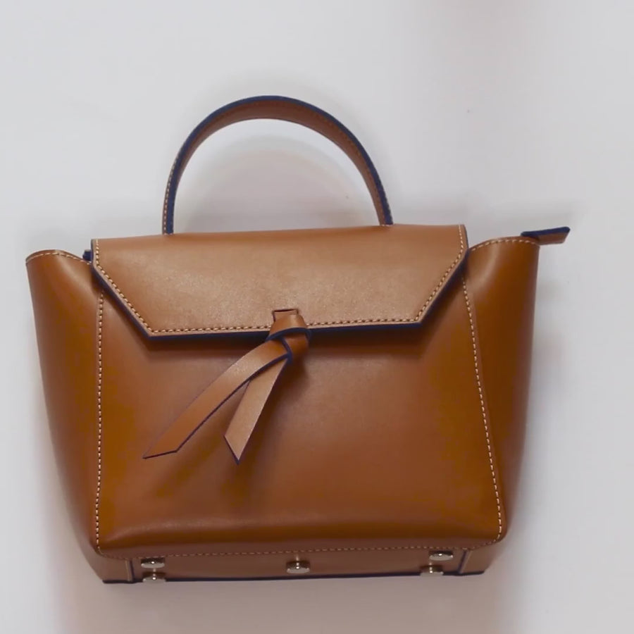what fits inside mini satchel bag cognac brown leather crossbody purse