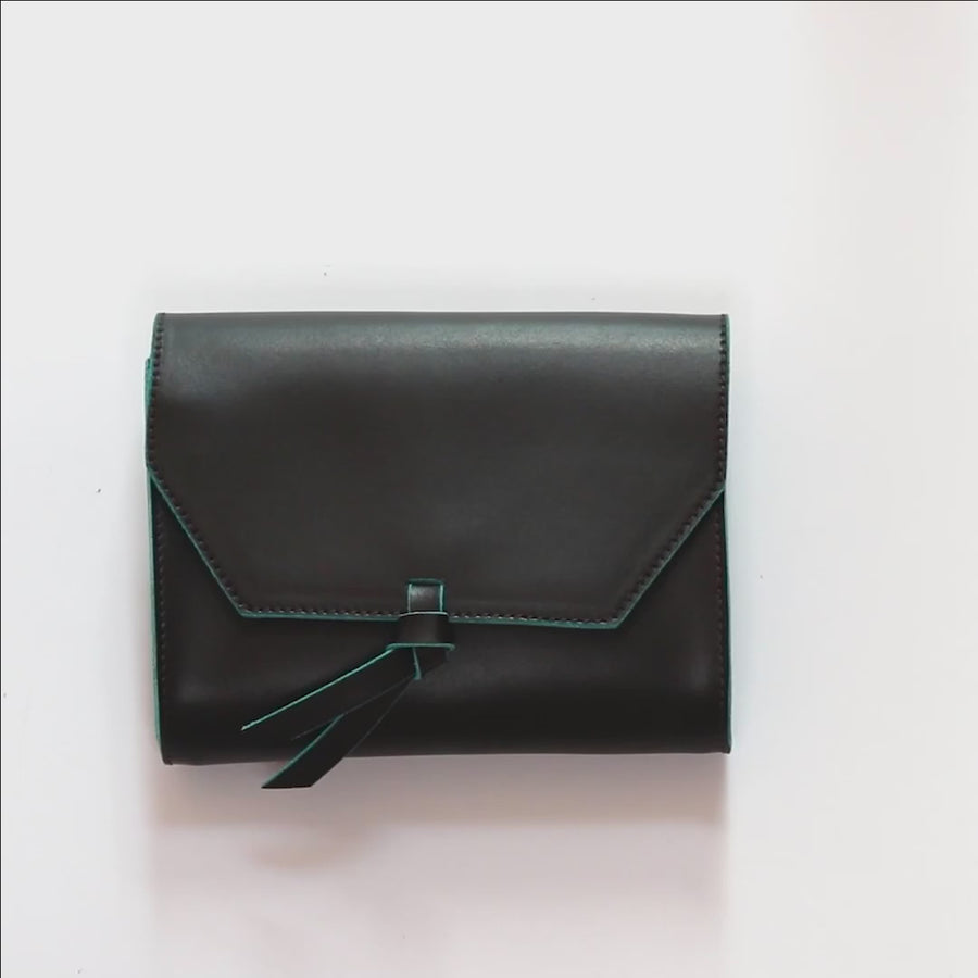 Mini Leather Crossbody Clutch Bag - Grey