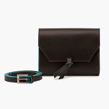 Brown leather belt bag crossbody with shoulder strap