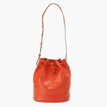 Bella Leather Bucket Bag - Orange