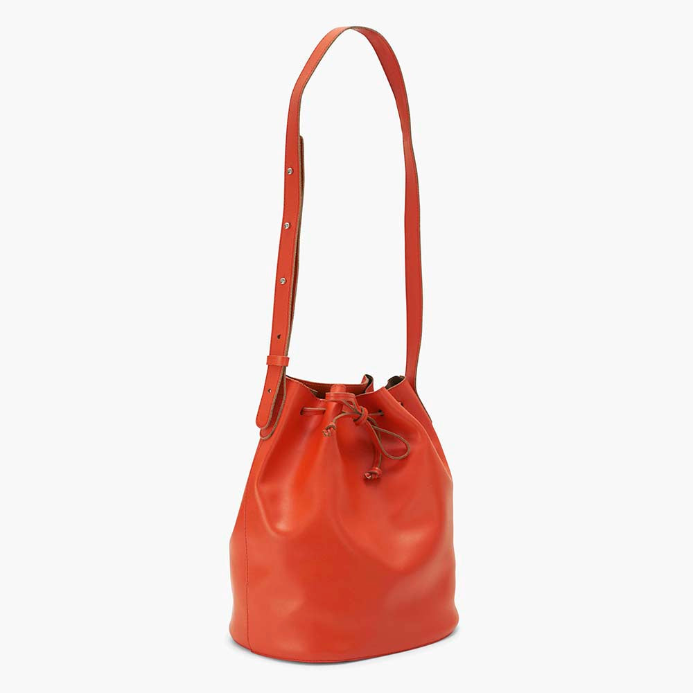 Bella Leather Bucket Shoulder Bag - Orange — ALEXANDRA DE