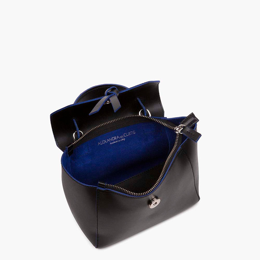 Siena Mini Leather Satchel Crossbody Bag - Black