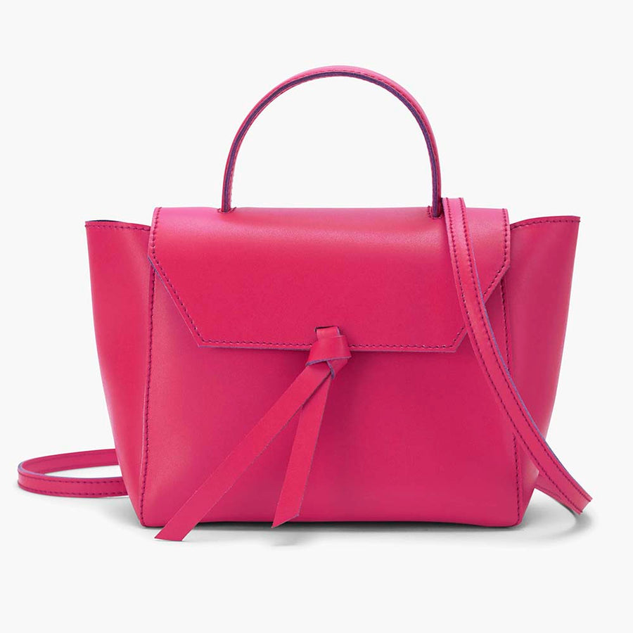 Siena Mini Leather Satchel Crossbody Bag - Pink