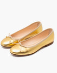 Livia Leather Ballet Flat Shoes - Gold