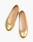 Livia Leather Ballet Flat Shoes - Gold