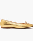 Livia Leather Ballet Flat Shoes - Gold