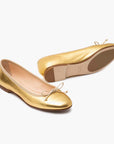 Livia Leather Ballet Flat Shoes - Gold