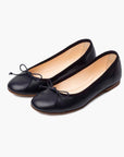 Livia Leather Ballet Flat Shoes - Navy