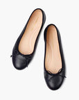 Livia Leather Ballet Flat Shoes - Navy