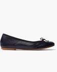 Livia Leather Ballet Flat Shoes - Navy