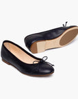 Livia Leather Ballet Flat Shoes - Navy