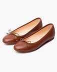 Livia Leather Ballet Flat Shoes - Saddle