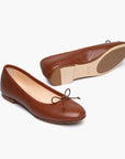 Livia Leather Ballet Flat Shoes - Saddle