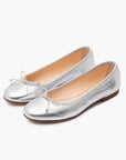 Livia Leather Ballet Flat Shoes - Silver