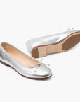 Livia Leather Ballet Flat Shoes - Silver