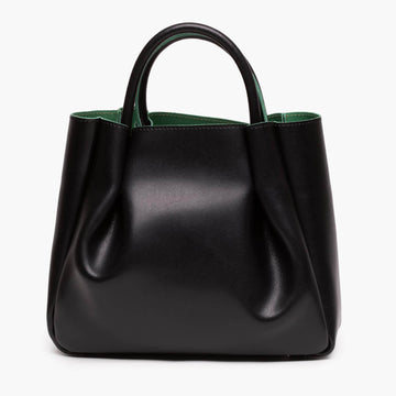 Amalfi Midi Leather Tote Bag - Black