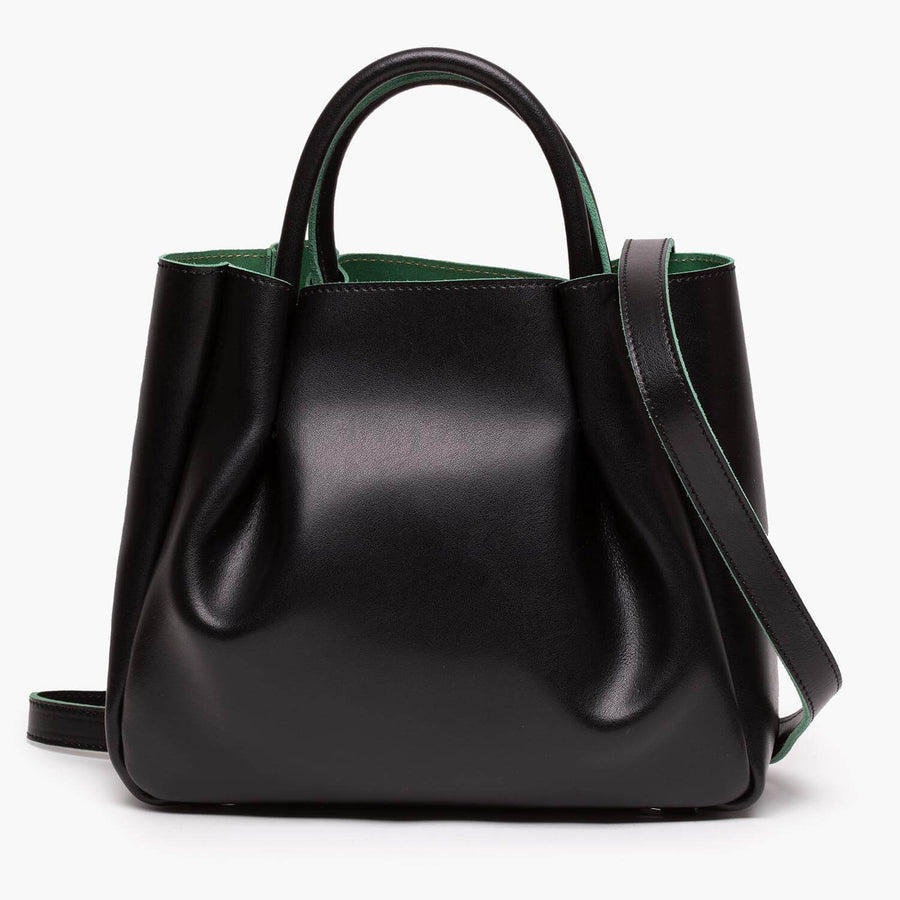 Amalfi Midi Leather Tote Bag - Black