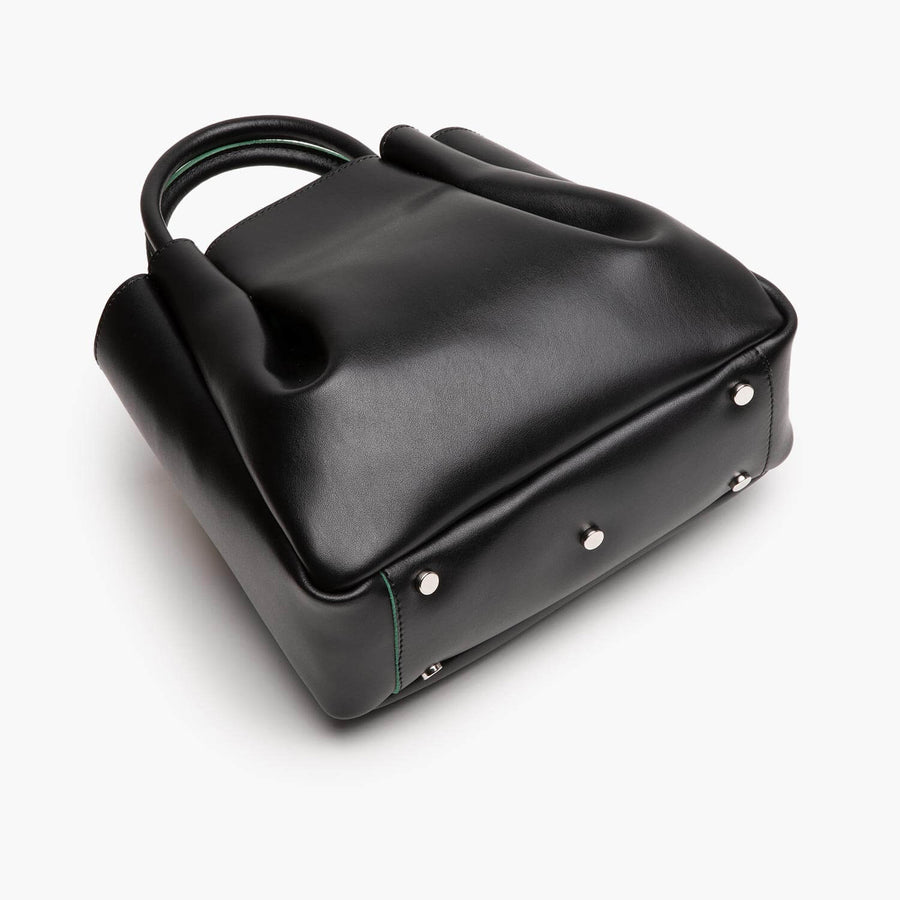 Amalfi Midi Leather Tote Bag - Black