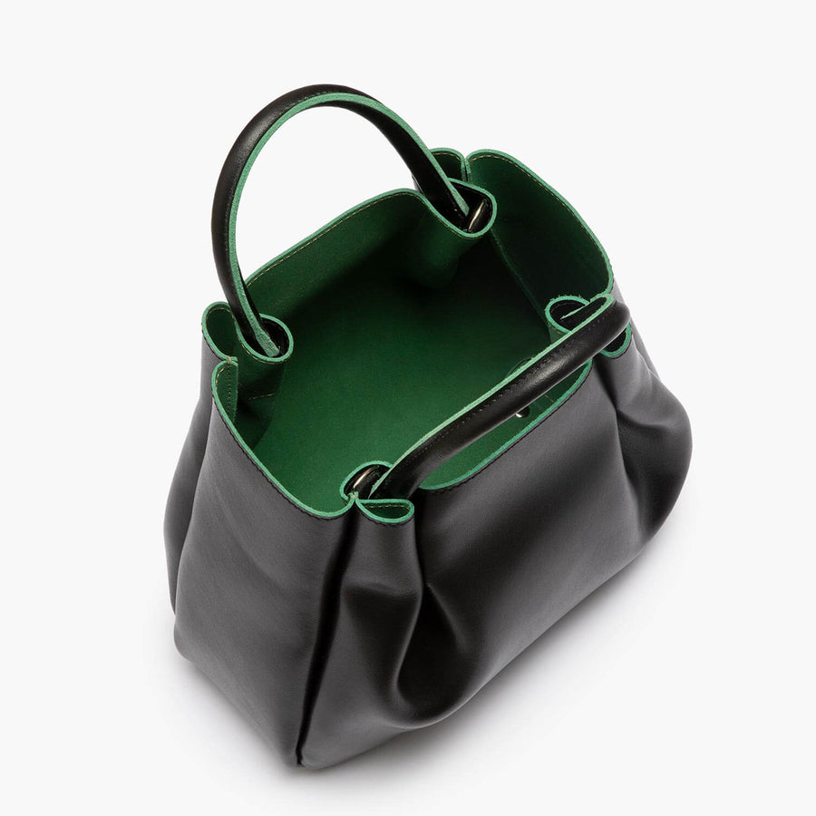 Amalfi Midi Leather Tote Bag - Black