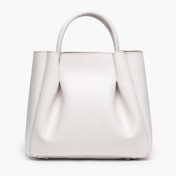 medium cream white leather tote bag purse