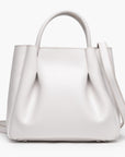 medium cream white leather tote bag purse with shoulder strap
