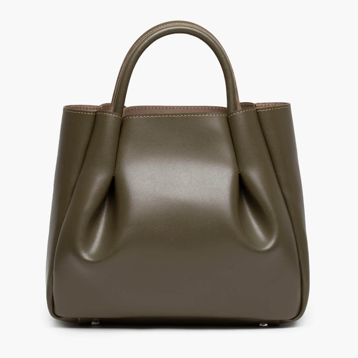 medium olive green leather tote bag purse