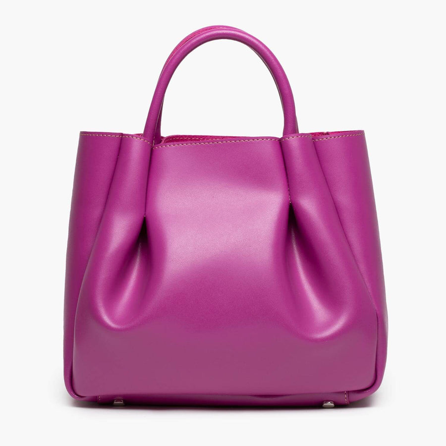 medium magenta pink leather tote bag purse