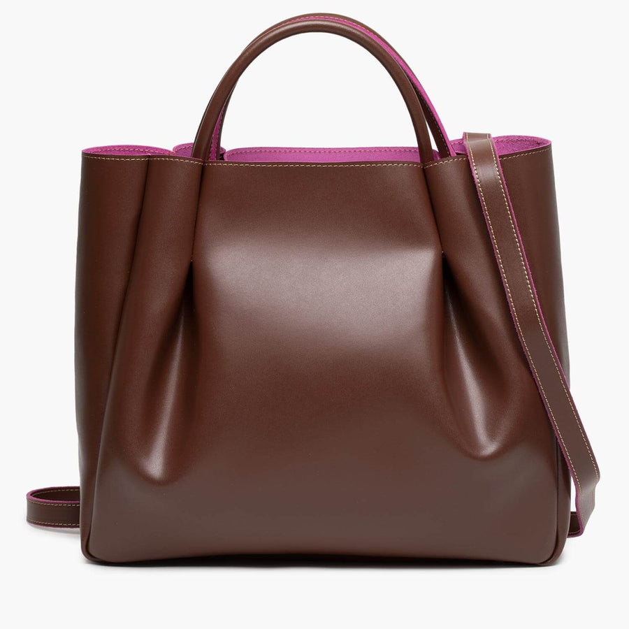 Amalfi Large Leather Tote Bag Chocolate — ALEXANDRA DE CURTIS