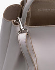 large cream white leather tote bag purse with shoulder strap
