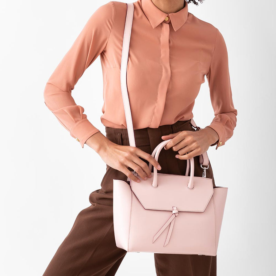 Loren Midi Leather Tote Bag - Blush Pink, Alexandra de Curtis
