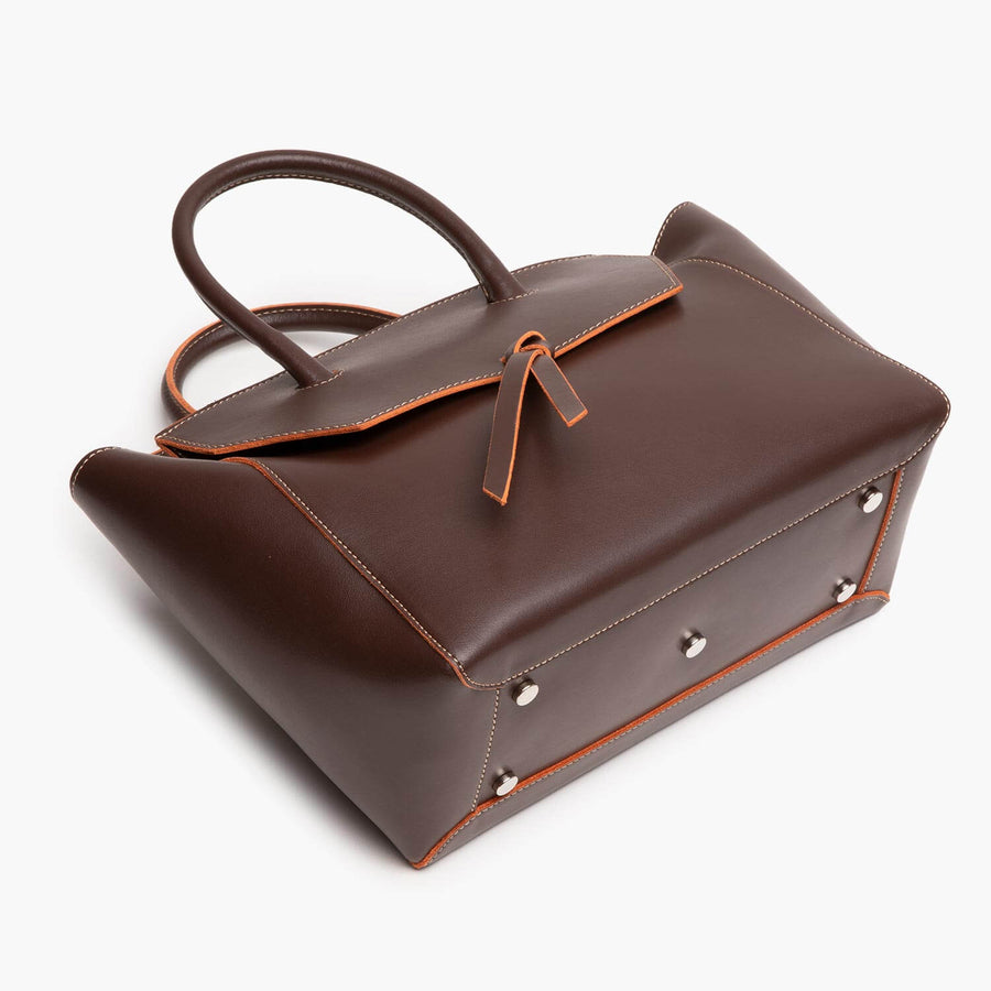 Loren Midi Leather Tote Bag - Cognac, Alexandra de Curtis