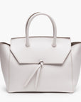 Medium cream white leather work tote bag purse
