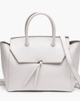 Medium cream white leather work tote bag purse with shoulder strap