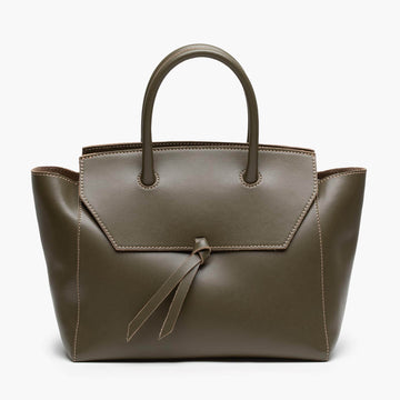 medium olive green leather work tote bag purse