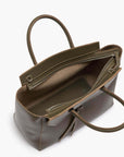 Loren Midi Leather Tote Bag - Olive