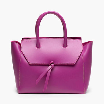 medium magenta pink leather work tote bag purse
