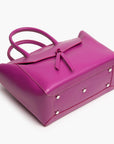 medium magenta pink leather work tote bag purse with metal feet