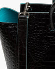 Loren Large Leather Tote Bag - Black Croc Print